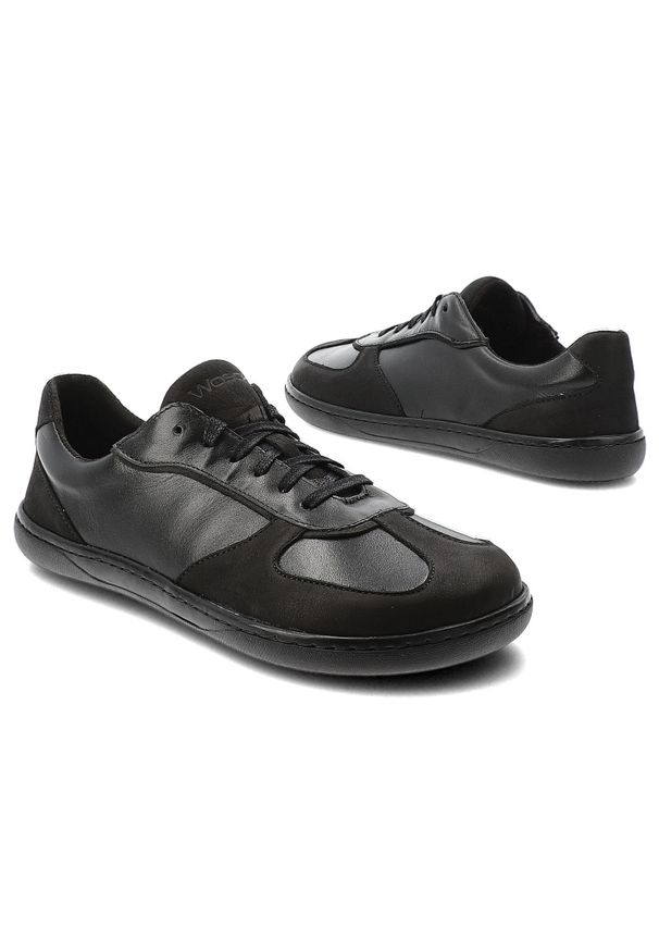 Półbuty damskie Barefoot Wasak, skórzane licowe na płaskiej podeszwie i sznurowane, czarne, 790. Okazja: na co dzień. Kolor: czarny. Materiał: skóra. Obcas: na płaskiej podeszwie. Styl: elegancki, casual