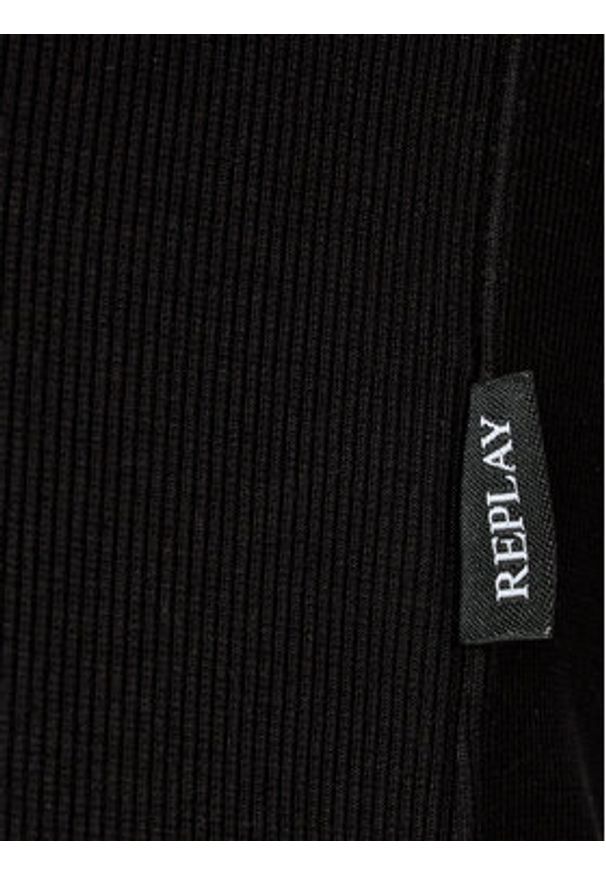 Replay Sukienka dzianinowa W9074.000.23587 Czarny Slim Fit. Kolor: czarny. Materiał: bawełna