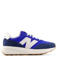 Buty męskie New Balance U370VE – niebieskie. Kolor: niebieski. Materiał: zamsz, skóra. Szerokość cholewki: normalna. Sezon: lato