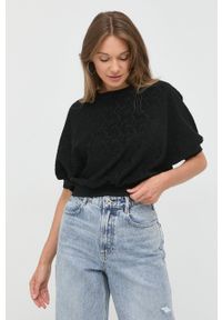Miss Sixty bluza damska kolor czarny gładka. Kolor: czarny. Materiał: dzianina. Długość rękawa: krótki rękaw. Długość: krótkie. Wzór: gładki #1
