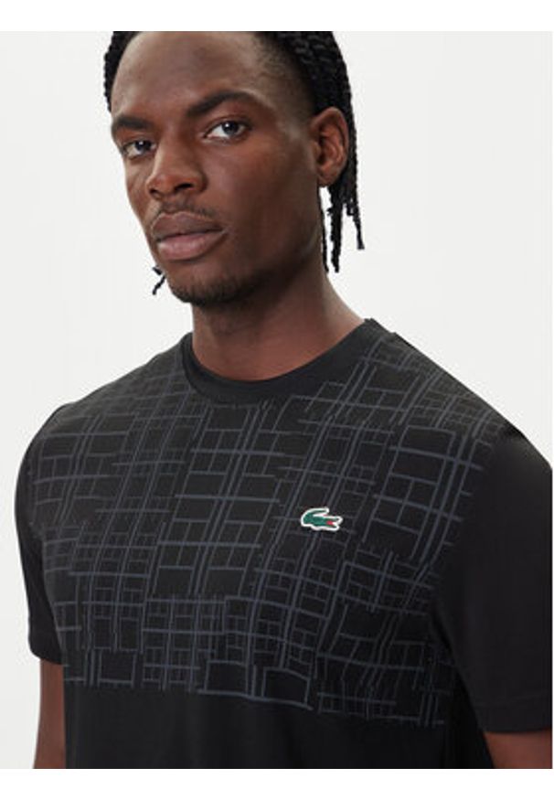 Lacoste Koszulka techniczna TH4782 Czarny Regular Fit. Kolor: czarny. Materiał: syntetyk