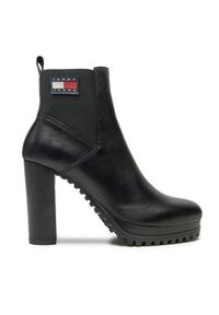 Tommy Jeans Botki Tjw New Ess High Heel Boot EN0EN02439 Czarny. Kolor: czarny. Materiał: skóra