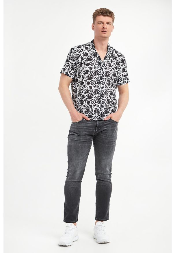 Karl Lagerfeld - Koszula męska lniana z krótkimi rękawami KARL LAGERFELD. Materiał: len. Długość rękawa: krótki rękaw. Długość: krótkie