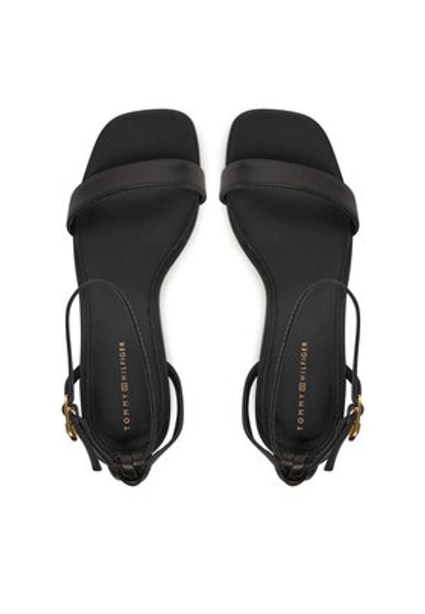 TOMMY HILFIGER - Tommy Hilfiger Sandały Leather Knots Kitten Sandal FW0FW08424 Czarny. Kolor: czarny. Materiał: skóra