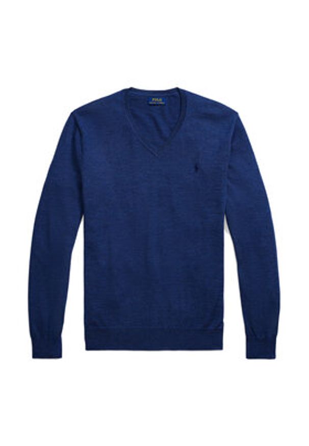 Polo Ralph Lauren Sweter 710946142006 Granatowy Slim Fit. Typ kołnierza: polo. Kolor: niebieski. Materiał: wełna
