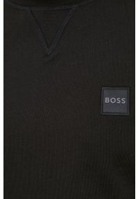 BOSS bluza bawełniana BOSS CASUAL męska kolor czarny gładka. Okazja: na co dzień. Kolor: czarny. Materiał: bawełna. Wzór: gładki. Styl: casual