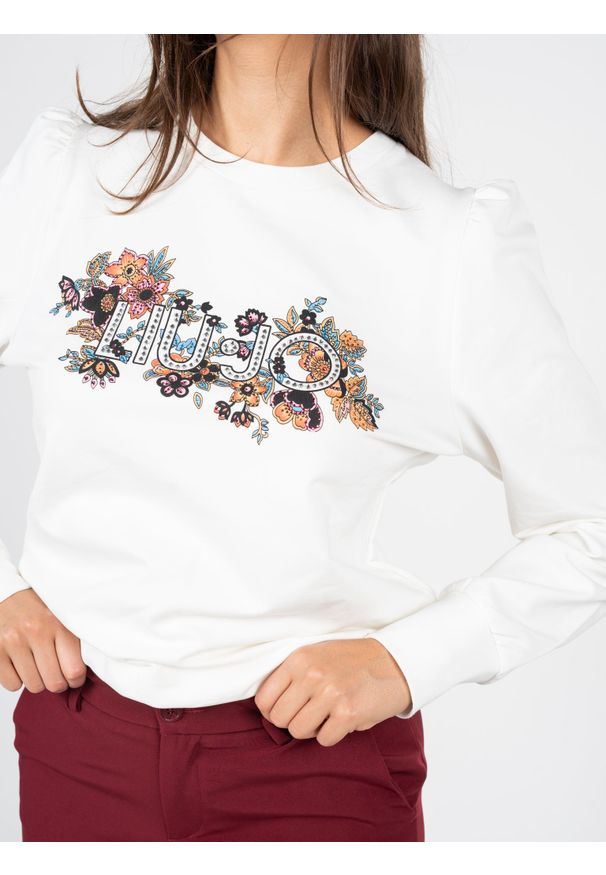 Liu Jo Bluza "Chiusa" | WF2331 F0090 | Kobieta | Biały. Okazja: na co dzień. Kolor: biały. Materiał: bawełna, elastan. Długość: długie. Wzór: nadruk. Styl: klasyczny, casual