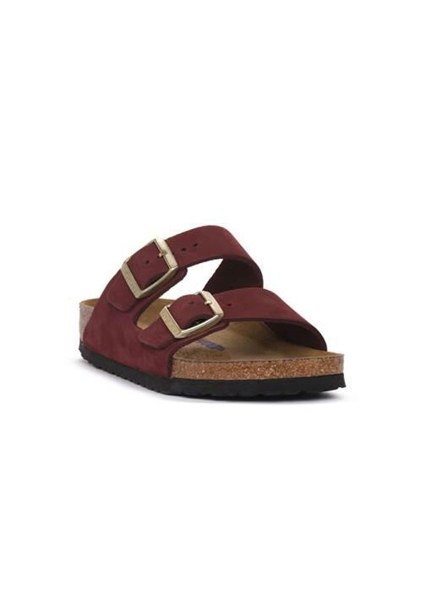 Klapki damskie Birkenstock Arizona Sfb Nabouck Calz S. Kolor: brązowy. Materiał: materiał. Styl: elegancki