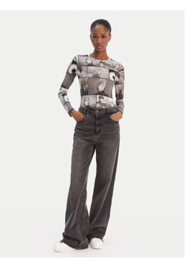 Hugo - HUGO Bluzka Diraluna 50555473 Szary Regular Fit. Kolor: szary. Materiał: wiskoza