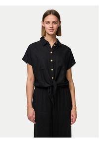 Pieces Koszula Pia 17154736 Czarny Regular Fit. Kolor: czarny. Materiał: len