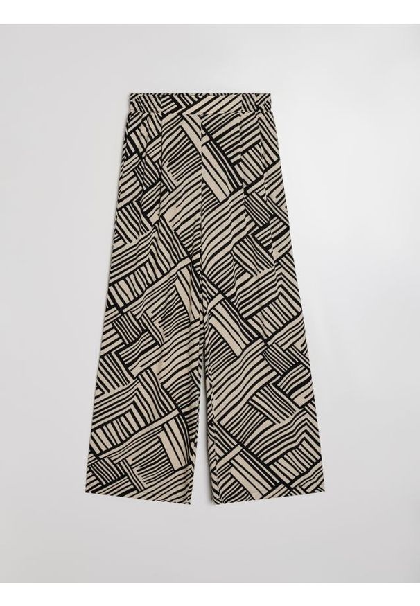 Sinsay - Wiskozowe spodnie wide leg z abstrakcyjnym wzorem - wielobarwny. Materiał: wiskoza