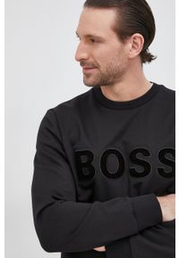 BOSS - Boss Bluza bawełniana męska kolor czarny z aplikacją. Kolor: czarny. Materiał: bawełna. Wzór: aplikacja #5
