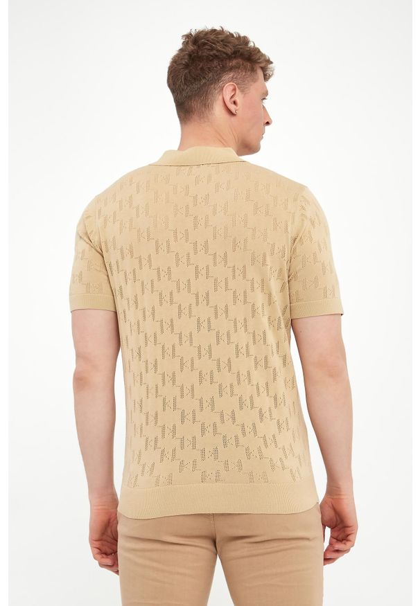 Karl Lagerfeld - Polo męskie z ażurowym logo KARL LAGERFELD. Typ kołnierza: polo. Wzór: ażurowy