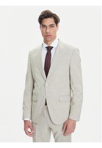 BOSS Garnitur H-Huge 50546099 Beżowy Slim Fit. Kolor: beżowy. Materiał: wełna #7