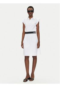 Karl Lagerfeld - KARL LAGERFELD Sukienka codzienna A2W13038 Biały Regular Fit. Okazja: na co dzień. Typ kołnierza: dekolt w karo. Kolor: biały. Materiał: bawełna. Typ sukienki: proste. Styl: casual #5
