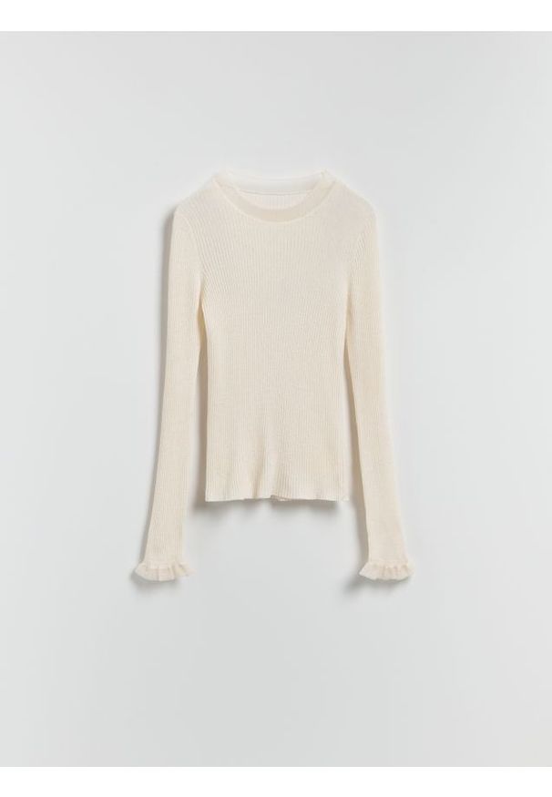 Reserved - Dzianinowa bluzka z jedwabiem - złamana biel. Materiał: dzianina, jedwab