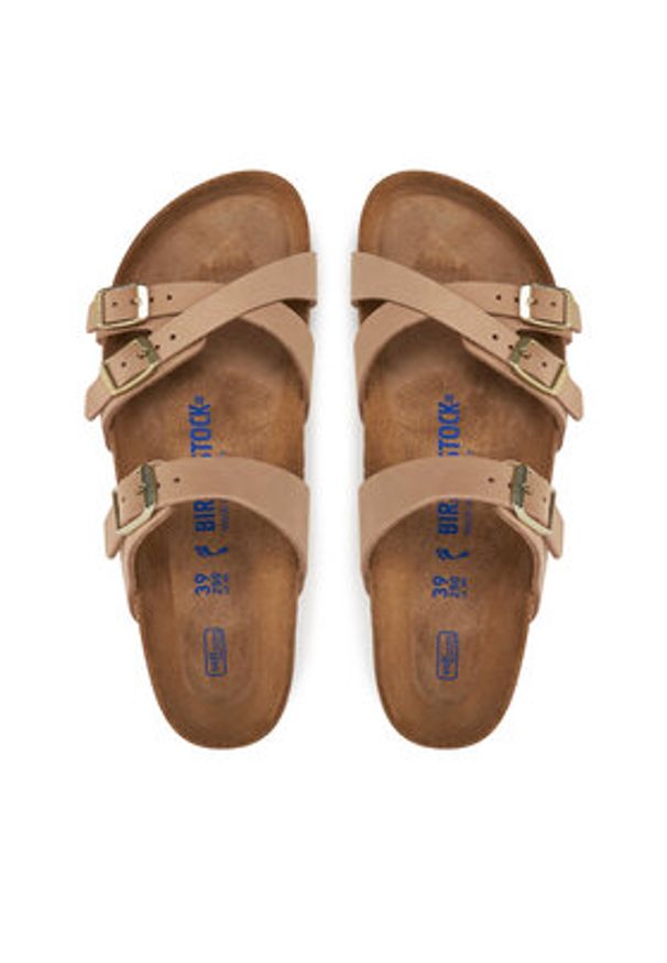 Birkenstock Klapki Franca Sfb 1022973 Beżowy. Kolor: beżowy. Materiał: skóra, nubuk
