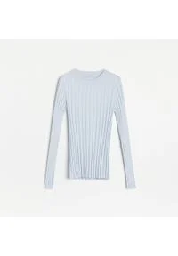 Reserved - Sweter w prążek - Niebieski. Kolor: niebieski. Wzór: prążki #1