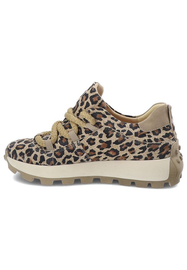 Brązowe Sneakersy Armodo Eleganckie Obuwie Damskie Panterka. Okazja: na co dzień. Kolor: brązowy. Materiał: zamsz, jeans. Wzór: motyw zwierzęcy. Styl: elegancki