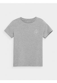 4f - T-shirt z nadrukiem chłopięcy. Kolor: szary. Materiał: dzianina, bawełna. Wzór: nadruk #1