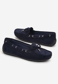 Born2be - Niebieskie Mokasyny na Płaskiej Podeszwie z Kokardką Ariteia. Okazja: na co dzień, na spotkanie biznesowe, do pracy. Kolor: niebieski. Materiał: jeans. Wzór: aplikacja. Obcas: na płaskiej podeszwie. Styl: biznesowy, casual, elegancki #2