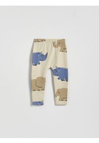 Reserved - Bawełniane legginsy - beżowy. Kolor: beżowy. Materiał: bawełna #1