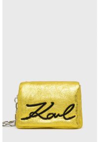Karl Lagerfeld Torebka skórzana kolor żółty. Kolor: żółty. Materiał: skórzane. Rodzaj torebki: na ramię