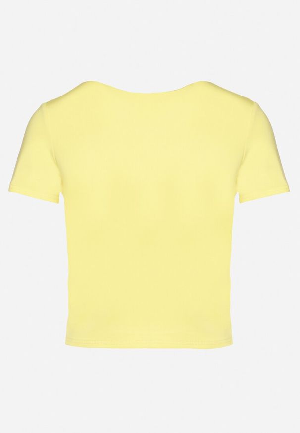 Born2be - Żółty T-shirt Krótki z Wiskozą Eframera. Okazja: na co dzień. Kolor: żółty. Materiał: wiskoza. Długość: krótkie. Styl: klasyczny, elegancki, casual