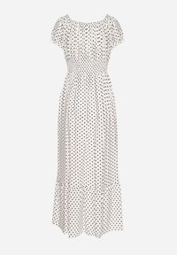 Born2be - Biała Sukienka z Bawełną w Kropki Ellisla. Okazja: na co dzień. Kolor: biały. Materiał: bawełna. Wzór: kropki. Styl: casual, elegancki #2
