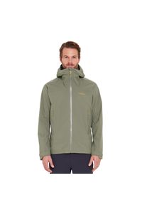 Kurtka przeciwdeszczowa męska Rab Downpour Light Jacket z kapturem. Typ kołnierza: kaptur. Kolor: zielony