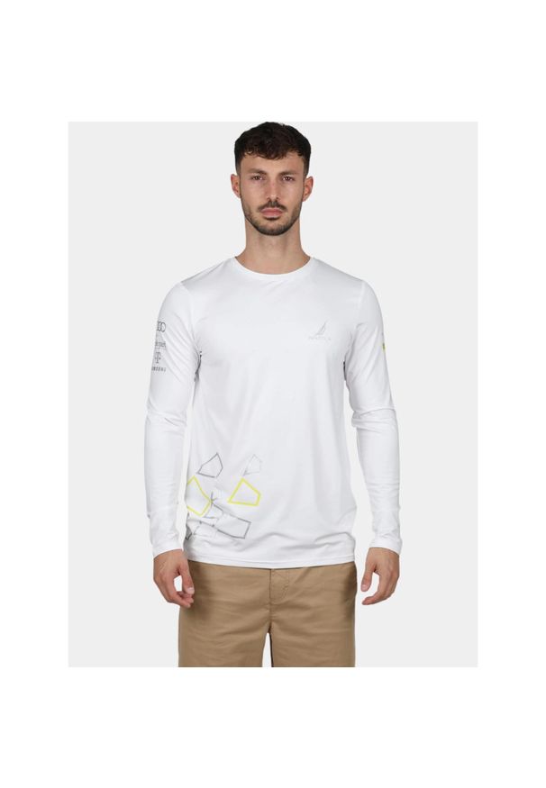 T-shirt męski Nautica Lionel 2 LS. Okazja: na co dzień. Kolor: biały. Materiał: materiał. Długość rękawa: długi rękaw. Styl: casual, sportowy