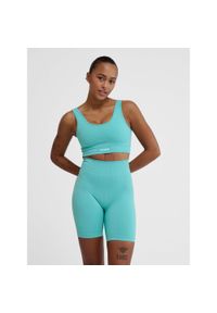 Bezszwowy biustonosz dla kobiet Hummel Alive. Typ kołnierza: polo. Kolor: wielokolorowy, niebieski, zielony. Sport: fitness #1