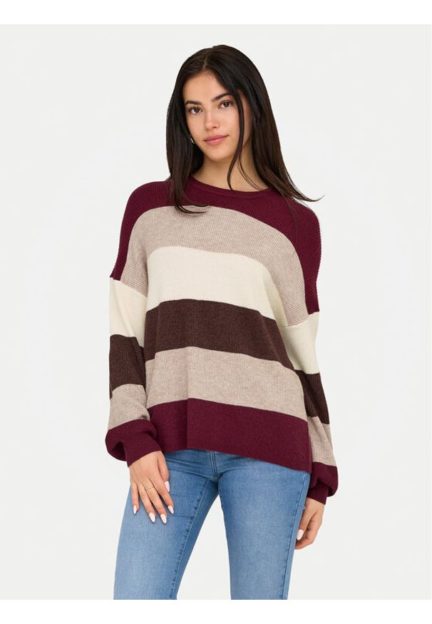 only - ONLY Sweter Atia 15220044 Fioletowy Regular Fit. Kolor: fioletowy. Materiał: wiskoza, syntetyk