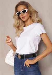 Renee - Biały T-shirt z Linii Basic Apoxis. Kolor: biały. Materiał: dzianina. Wzór: jednolity. Styl: elegancki #4