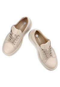 Beżowe Sneakersy Armodo Buty Na Platformie. Okazja: na spacer. Kolor: beżowy. Obcas: na platformie. Wysokość obcasa: średni. Sport: turystyka piesza #7