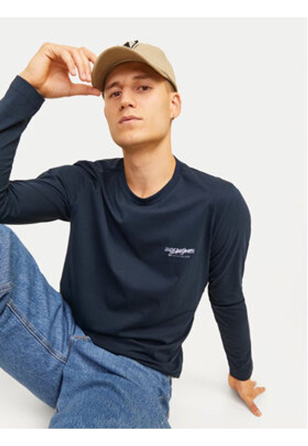Jack & Jones - Jack&Jones Longsleeve Alvis 12259735 Granatowy Standard Fit. Kolor: niebieski. Materiał: bawełna. Długość rękawa: długi rękaw