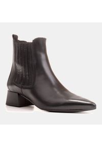 Marco Shoes Ocieplane eleganckie botki z elastyczną gumą w cholewce czarne. Kolor: czarny. Materiał: guma. Szerokość cholewki: normalna. Styl: elegancki