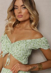 Renee - Zielony 2-częściowy Komplet z Topem i Spódnicą Lelyn. Kolor: zielony. Materiał: tkanina #4