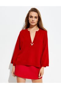 VALENTINO - Kaszmirowy sweter Valentino. Kolor: czerwony. Materiał: kaszmir #1