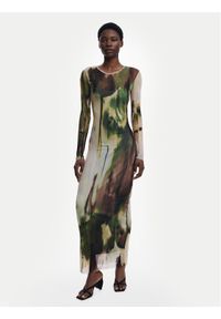 Desigual Sukienka codzienna Godiva 25WWVK41 Zielony Slim Fit. Okazja: na co dzień. Kolor: zielony. Materiał: syntetyk. Typ sukienki: proste. Styl: casual
