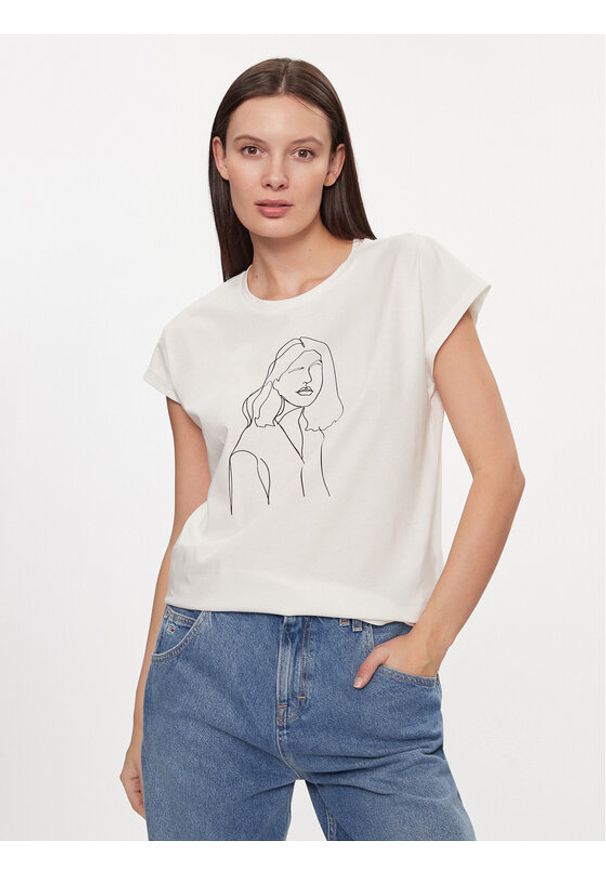 Vero Moda T-Shirt 10298088 Biały Box Fit. Kolor: biały. Materiał: bawełna