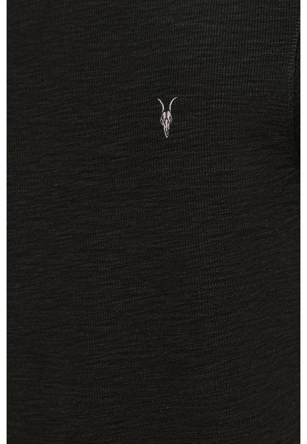 AllSaints - T-shirt. Okazja: na co dzień. Kolor: czarny. Materiał: dzianina. Wzór: gładki. Styl: casual