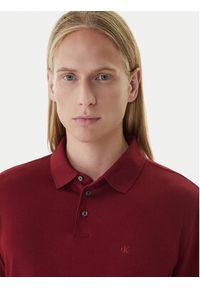 Calvin Klein Polo LV040EM909 Bordowy Regular Fit. Typ kołnierza: polo. Kolor: czerwony. Materiał: bawełna #4