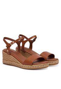 TOMMY HILFIGER - Tommy Hilfiger Espadryle Th Monogram Leather Wedge Espadrilles FW0FW09340 Brązowy. Kolor: brązowy. Materiał: skóra #4
