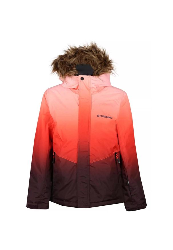 FUNDANGO - Kurtka narciarska Canora Jacket - czerwona. Kolor: różowy, czerwony, wielokolorowy. Materiał: syntetyk, futro. Sport: narciarstwo