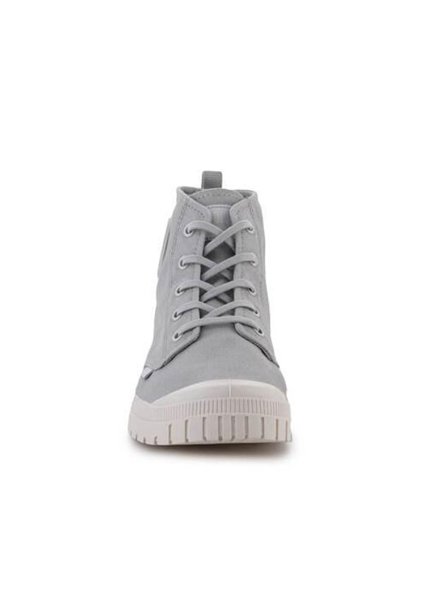 Buty do chodzenia unisex Palladium Pampa SP20 HI. Wysokość cholewki: za kostkę. Zapięcie: sznurówki. Kolor: szary. Materiał: syntetyk, tkanina, materiał. Szerokość cholewki: normalna. Sport: turystyka piesza