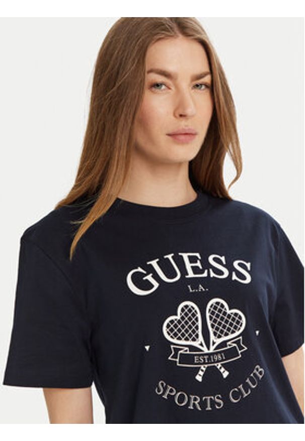 Guess T-Shirt V5GI04 I3Z14 Granatowy Regular Fit. Kolor: niebieski. Materiał: bawełna