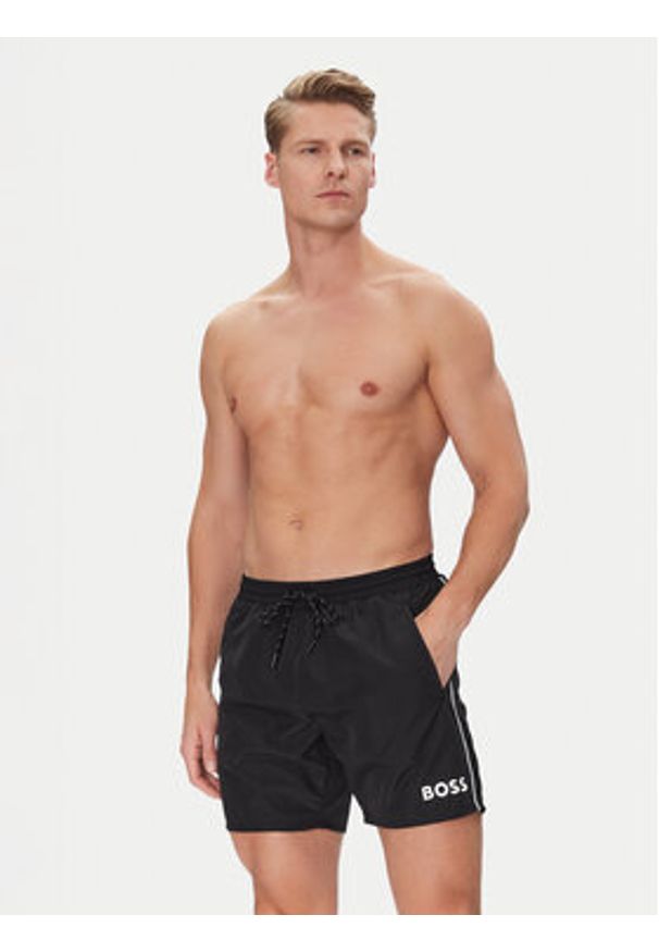 BOSS Szorty kąpielowe Starfish 50514429 Czarny Regular Fit. Kolor: czarny. Materiał: syntetyk