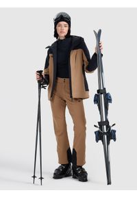 4f - 4F Kurtka narciarska membrana 8000 damska - brązowa M. Kolor: brązowy. Materiał: poliester, materiał. Sezon: zima #2