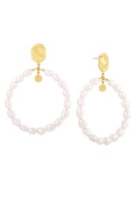 MOKOBELLE - Kolczyki koła z perłami Sofija. Materiał: pozłacane. Kolor: biały. Kamień szlachetny: perła #1